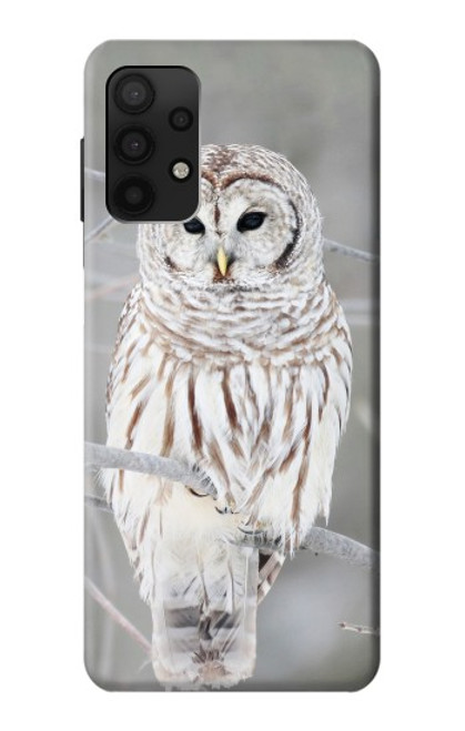 W1566 Snowy Owl White Owl Hard Case and Leather Flip Case For Samsung Galaxy A32 4G