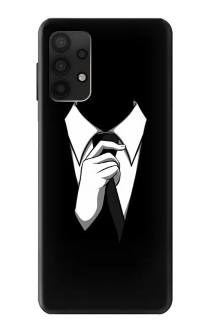 W1591 Anonymous Man in Black Suit Hard Case and Leather Flip Case For Samsung Galaxy A32 4G