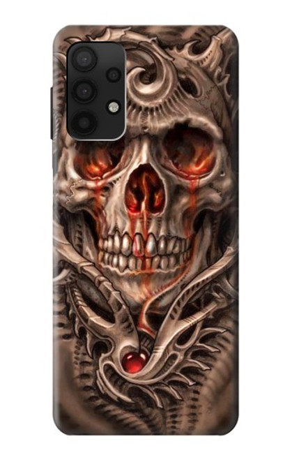 W1675 Skull Blood Tattoo Hard Case and Leather Flip Case For Samsung Galaxy A32 4G