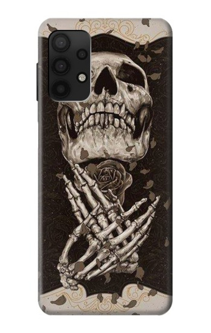 W1676 Skull Rose Hard Case and Leather Flip Case For Samsung Galaxy A32 4G