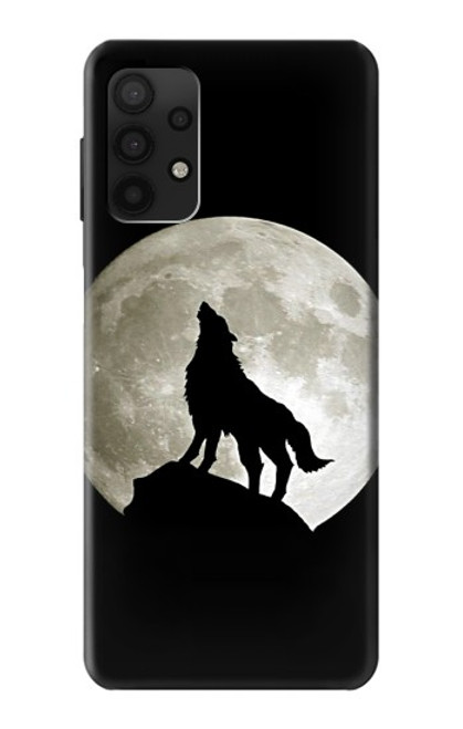 W1981 Wolf Howling at The Moon Hard Case and Leather Flip Case For Samsung Galaxy A32 4G