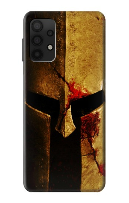 W2439 Warrior Spartan Helmet Hard Case and Leather Flip Case For Samsung Galaxy A32 4G