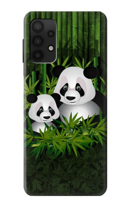 W2441 Panda Family Bamboo Forest Hard Case and Leather Flip Case For Samsung Galaxy A32 4G