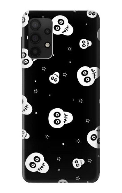 W3261 Smile Skull Halloween Pattern Hard Case and Leather Flip Case For Samsung Galaxy A32 4G