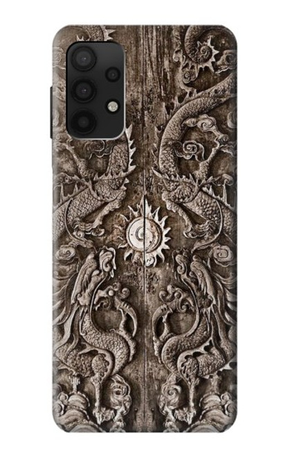 W3395 Dragon Door Hard Case and Leather Flip Case For Samsung Galaxy A32 4G