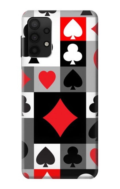 W3463 Poker Card Suit Hard Case and Leather Flip Case For Samsung Galaxy A32 4G