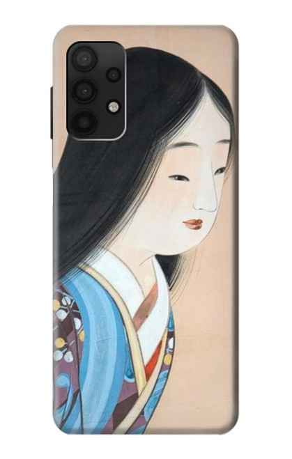 W3483 Japan Beauty Kimono Hard Case and Leather Flip Case For Samsung Galaxy A32 4G