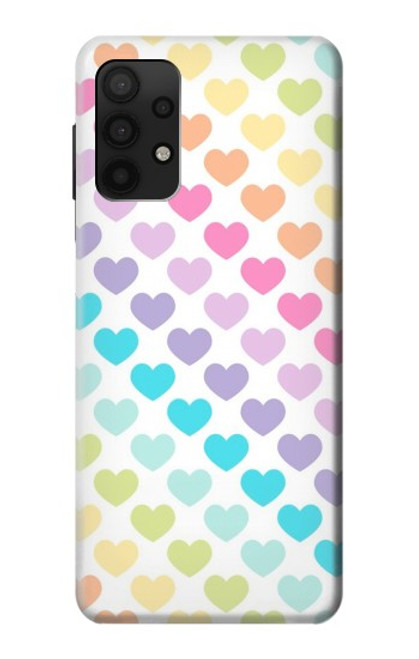 W3499 Colorful Heart Pattern Hard Case and Leather Flip Case For Samsung Galaxy A32 4G