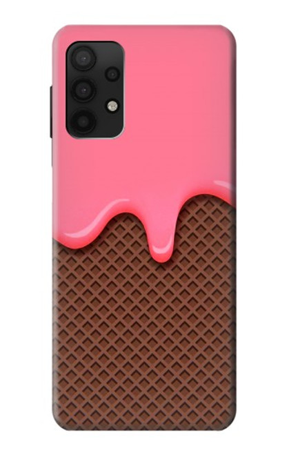 W3754 Strawberry Ice Cream Cone Hard Case and Leather Flip Case For Samsung Galaxy A32 4G