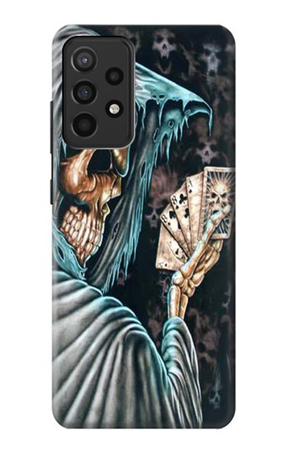 W0748 Grim Reaper Death Poker Hard Case and Leather Flip Case For Samsung Galaxy A52, Galaxy A52 5G