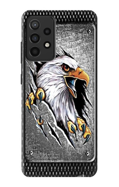 W0855 Eagle Metal Hard Case and Leather Flip Case For Samsung Galaxy A52, Galaxy A52 5G