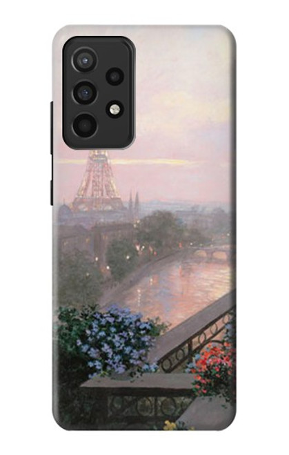 W1443 Terrace in Paris Eifel Hard Case and Leather Flip Case For Samsung Galaxy A52, Galaxy A52 5G