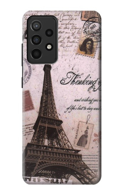 W2211 Paris Postcard Eiffel Tower Hard Case and Leather Flip Case For Samsung Galaxy A52, Galaxy A52 5G