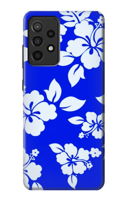 W2244 Hawaiian Hibiscus Blue Pattern Hard Case and Leather Flip Case For Samsung Galaxy A52, Galaxy A52 5G