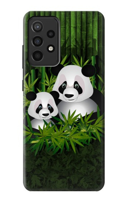 W2441 Panda Family Bamboo Forest Hard Case and Leather Flip Case For Samsung Galaxy A52, Galaxy A52 5G
