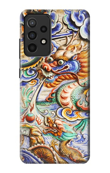 W2584 Traditional Chinese Dragon Art Hard Case and Leather Flip Case For Samsung Galaxy A52, Galaxy A52 5G