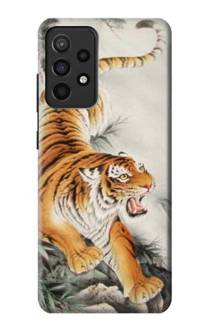 W2751 Chinese Tiger Brush Painting Hard Case and Leather Flip Case For Samsung Galaxy A52, Galaxy A52 5G