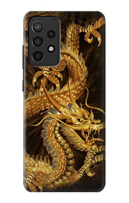 W2804 Chinese Gold Dragon Printed Hard Case and Leather Flip Case For Samsung Galaxy A52, Galaxy A52 5G