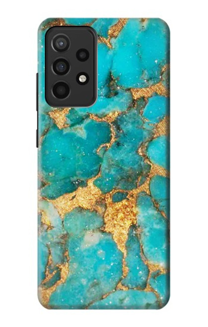 W2906 Aqua Turquoise Stone Hard Case and Leather Flip Case For Samsung Galaxy A52, Galaxy A52 5G