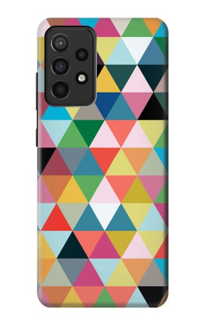 W3049 Triangles Vibrant Colors Hard Case and Leather Flip Case For Samsung Galaxy A52, Galaxy A52 5G