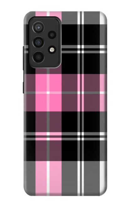 W3091 Pink Plaid Pattern Hard Case and Leather Flip Case For Samsung Galaxy A52, Galaxy A52 5G
