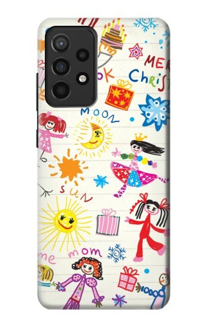 W3280 Kids Drawing Hard Case and Leather Flip Case For Samsung Galaxy A52, Galaxy A52 5G