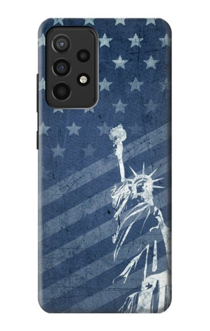 W3450 US Flag Liberty Statue Hard Case and Leather Flip Case For Samsung Galaxy A52, Galaxy A52 5G