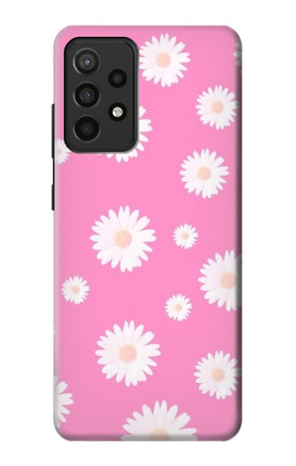 W3500 Pink Floral Pattern Hard Case and Leather Flip Case For Samsung Galaxy A52, Galaxy A52 5G