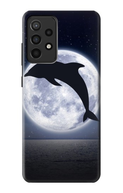 W3510 Dolphin Moon Night Hard Case and Leather Flip Case For Samsung Galaxy A52, Galaxy A52 5G