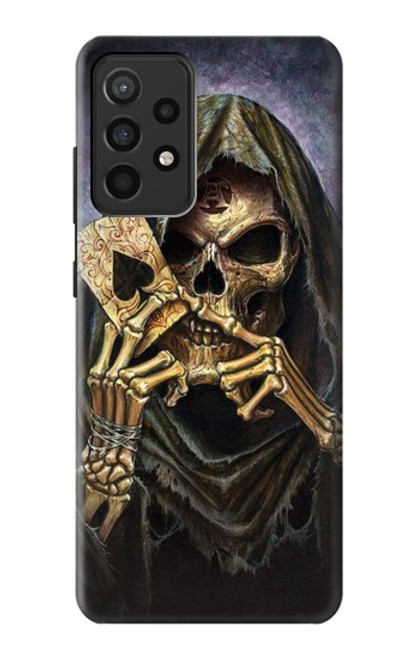 W3594 Grim Reaper Wins Poker Hard Case and Leather Flip Case For Samsung Galaxy A52, Galaxy A52 5G