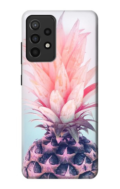 W3711 Pink Pineapple Hard Case and Leather Flip Case For Samsung Galaxy A52, Galaxy A52 5G