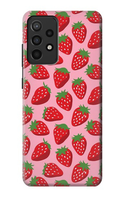 W3719 Strawberry Pattern Hard Case and Leather Flip Case For Samsung Galaxy A52, Galaxy A52 5G