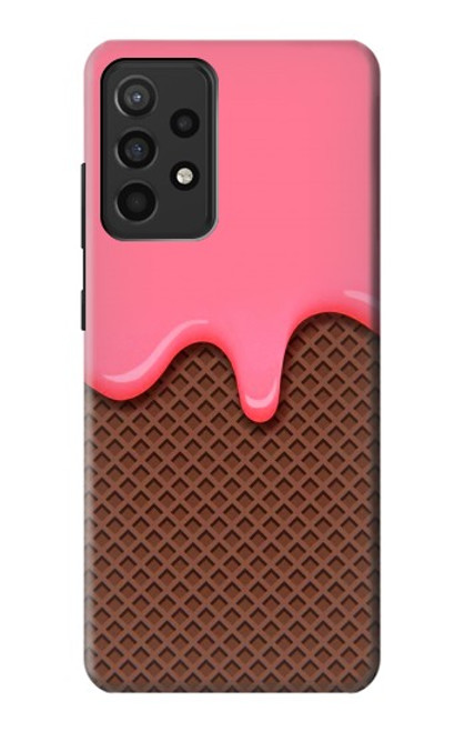 W3754 Strawberry Ice Cream Cone Hard Case and Leather Flip Case For Samsung Galaxy A52, Galaxy A52 5G