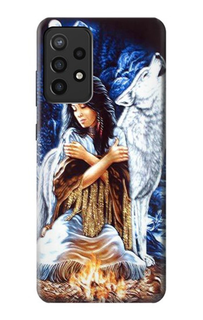 W0147 Grim Wolf Indian Girl Hard Case and Leather Flip Case For Samsung Galaxy A72, Galaxy A72 5G