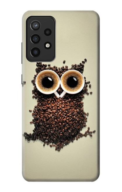 W0360 Coffee Owl Hard Case and Leather Flip Case For Samsung Galaxy A72, Galaxy A72 5G