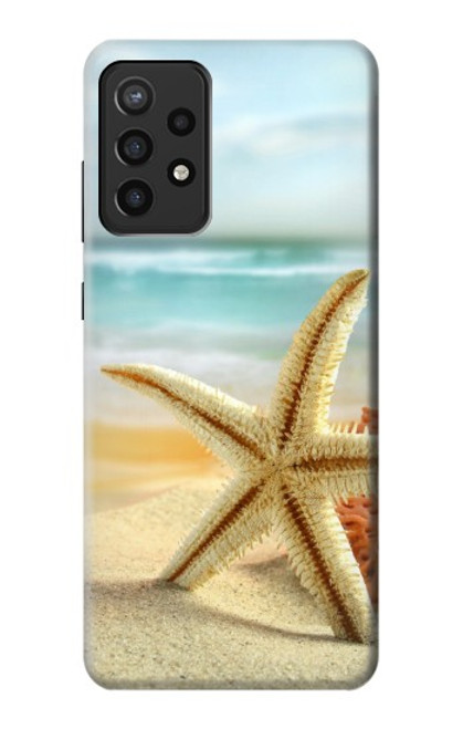 W1117 Starfish on the Beach Hard Case and Leather Flip Case For Samsung Galaxy A72, Galaxy A72 5G
