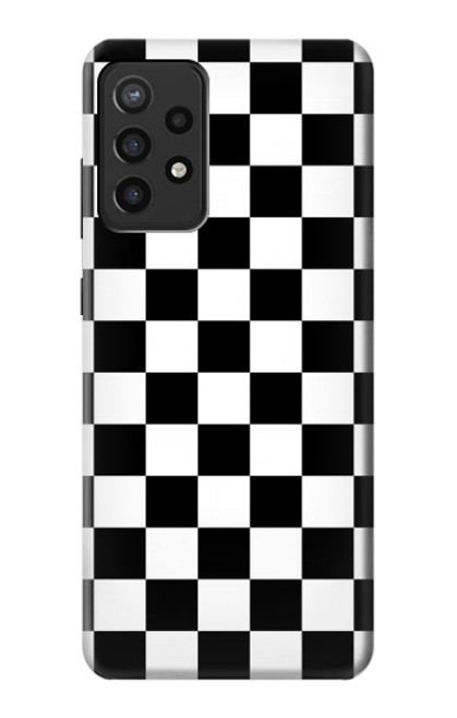 W1611 Black and White Check Chess Board Hard Case and Leather Flip Case For Samsung Galaxy A72, Galaxy A72 5G