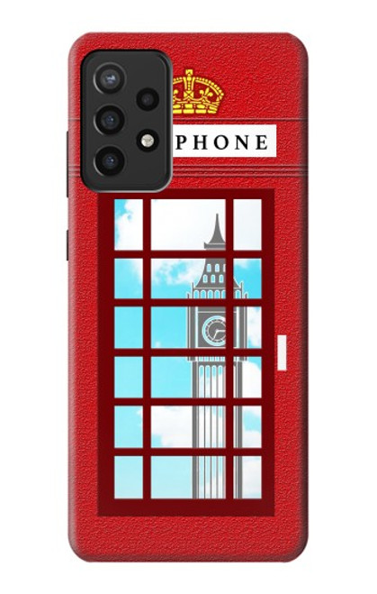 W2059 England British Telephone Box Minimalist Hard Case and Leather Flip Case For Samsung Galaxy A72, Galaxy A72 5G