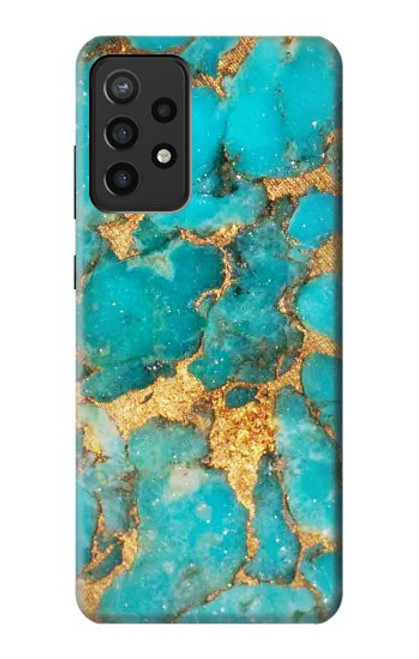 W2906 Aqua Turquoise Stone Hard Case and Leather Flip Case For Samsung Galaxy A72, Galaxy A72 5G