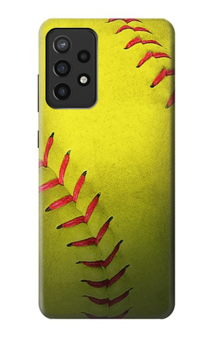 W3031 Yellow Softball Ball Hard Case and Leather Flip Case For Samsung Galaxy A72, Galaxy A72 5G