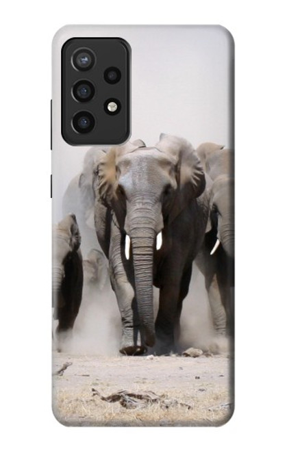 W3142 African Elephant Hard Case and Leather Flip Case For Samsung Galaxy A72, Galaxy A72 5G