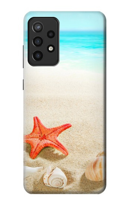 W3212 Sea Shells Starfish Beach Hard Case and Leather Flip Case For Samsung Galaxy A72, Galaxy A72 5G