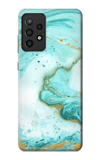 W3399 Green Marble Graphic Print Hard Case and Leather Flip Case For Samsung Galaxy A72, Galaxy A72 5G