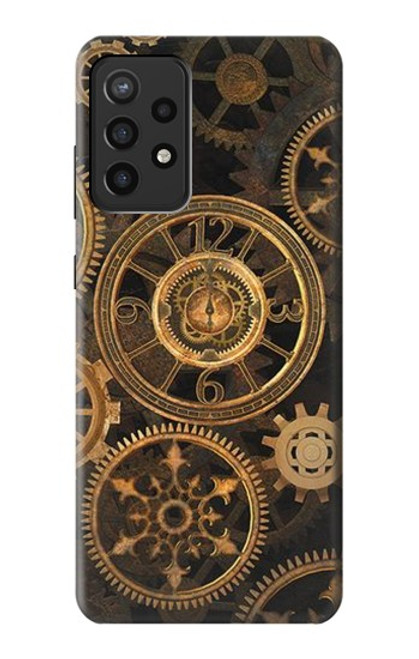 W3442 Clock Gear Hard Case and Leather Flip Case For Samsung Galaxy A72, Galaxy A72 5G