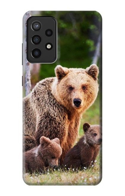 W3558 Bear Family Hard Case and Leather Flip Case For Samsung Galaxy A72, Galaxy A72 5G