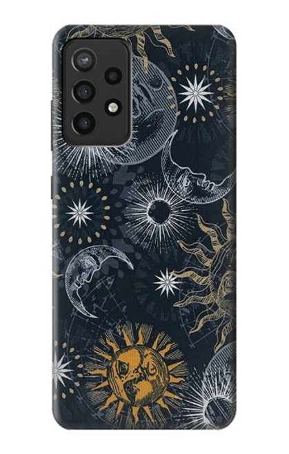W3702 Moon and Sun Hard Case and Leather Flip Case For Samsung Galaxy A72, Galaxy A72 5G