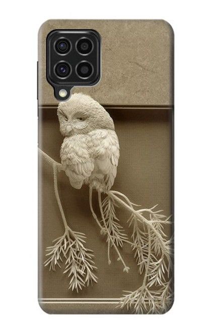 W1386 Paper Sculpture Owl Hard Case and Leather Flip Case For Samsung Galaxy F62