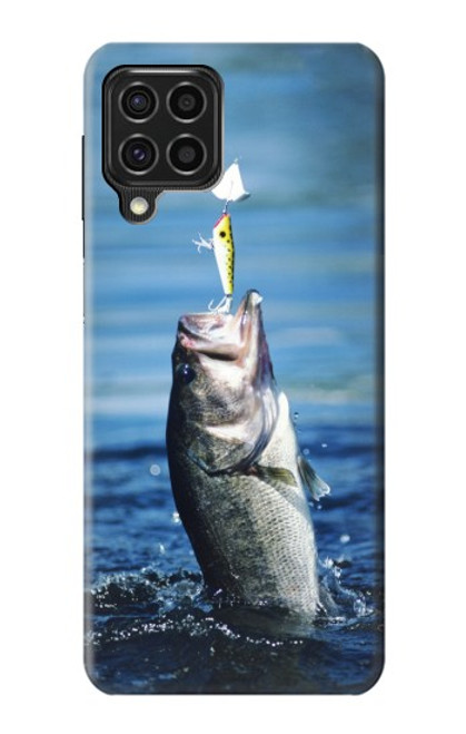 W1594 Bass Fishing Hard Case and Leather Flip Case For Samsung Galaxy F62