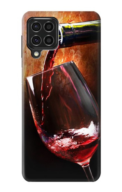 W2396 Red Wine Bottle And Glass Hard Case and Leather Flip Case For Samsung Galaxy F62