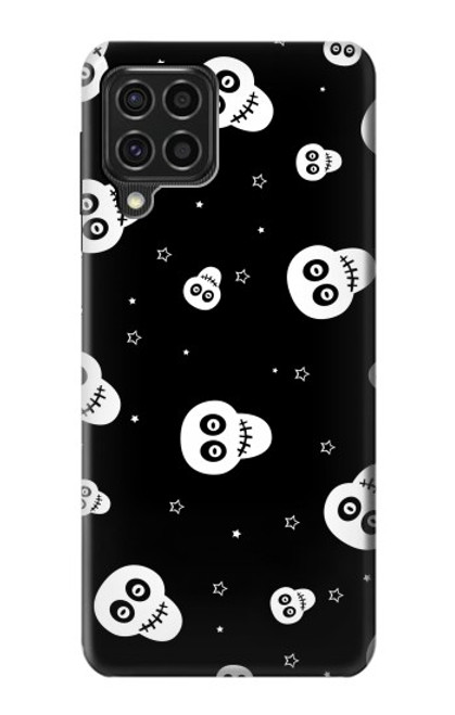 W3261 Smile Skull Halloween Pattern Hard Case and Leather Flip Case For Samsung Galaxy F62